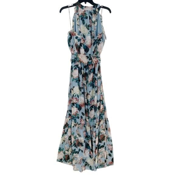 NWT SACHIN + BABI Dress Blair Ice Blue Garden Casual Floral Maxi - Picture 5 of 11